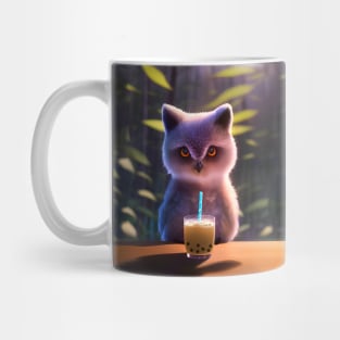 Baby Owl with boba bubble tea Mug